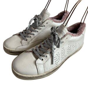 P448 John Faux fur sneakers Whitepea white leather pearlescent finish pink 40